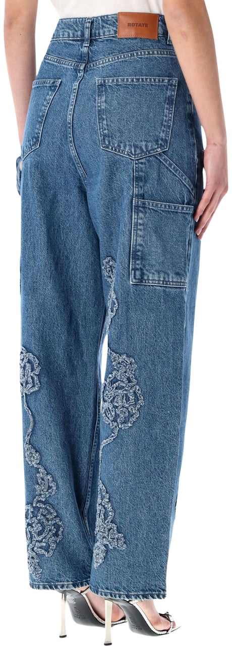 Rotate Denim Flower Boyfriend Denim Mid Blue Blauw
