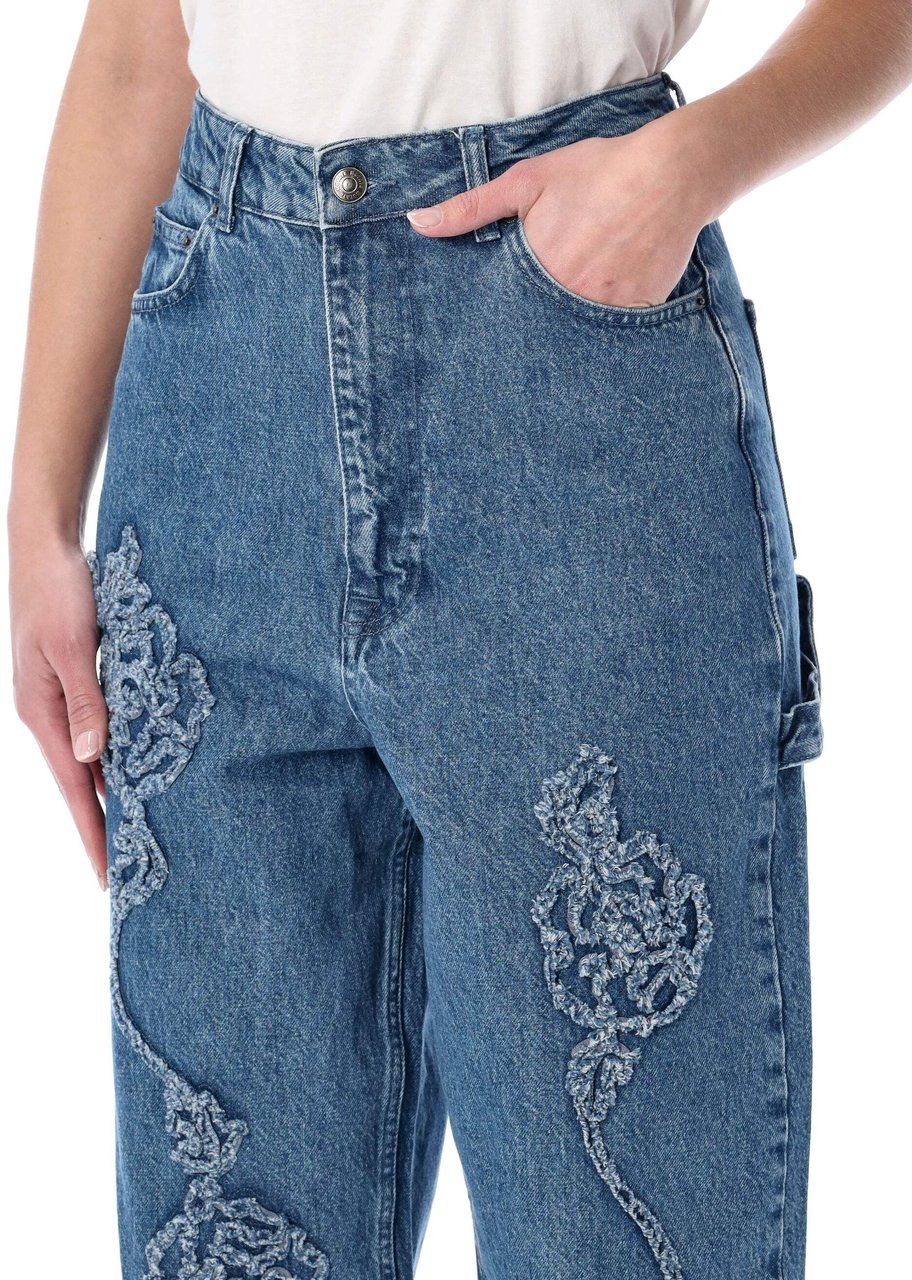 Rotate Denim Flower Boyfriend Denim Mid Blue Blauw