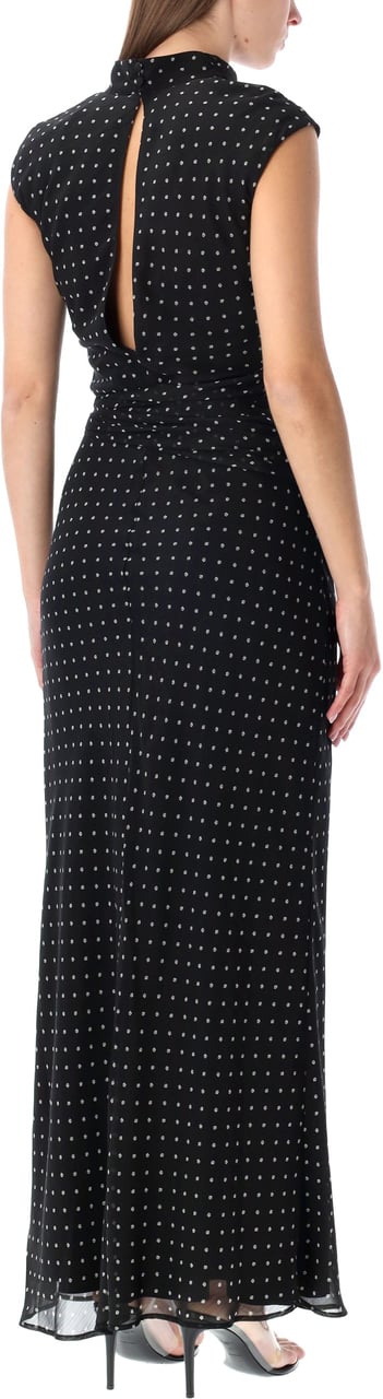 Rotate Pois Long Dress Nero Zwart