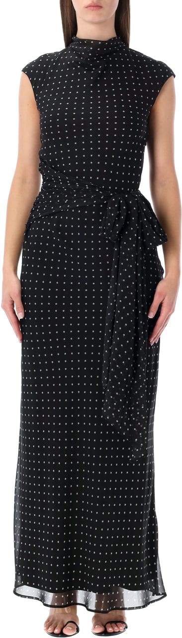 Rotate Pois Long Dress Nero Zwart
