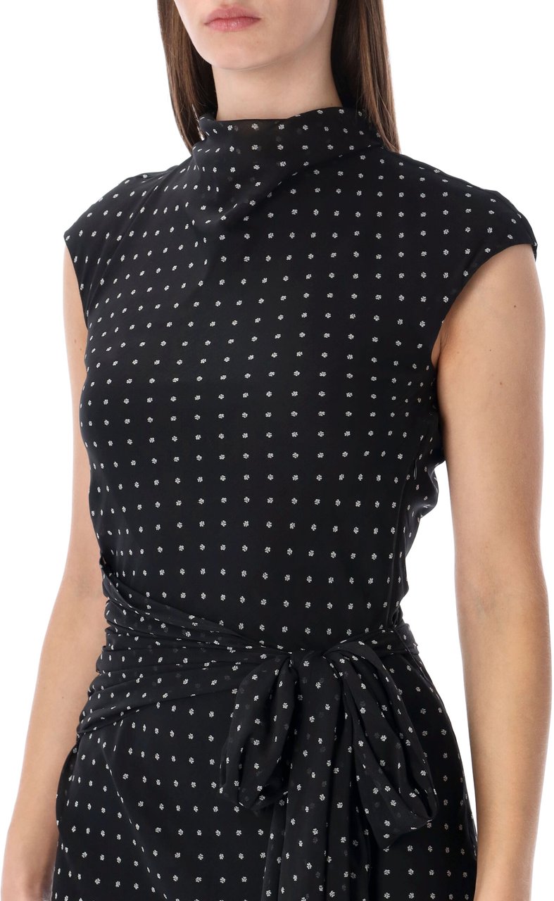 Rotate Pois Long Dress Nero Zwart