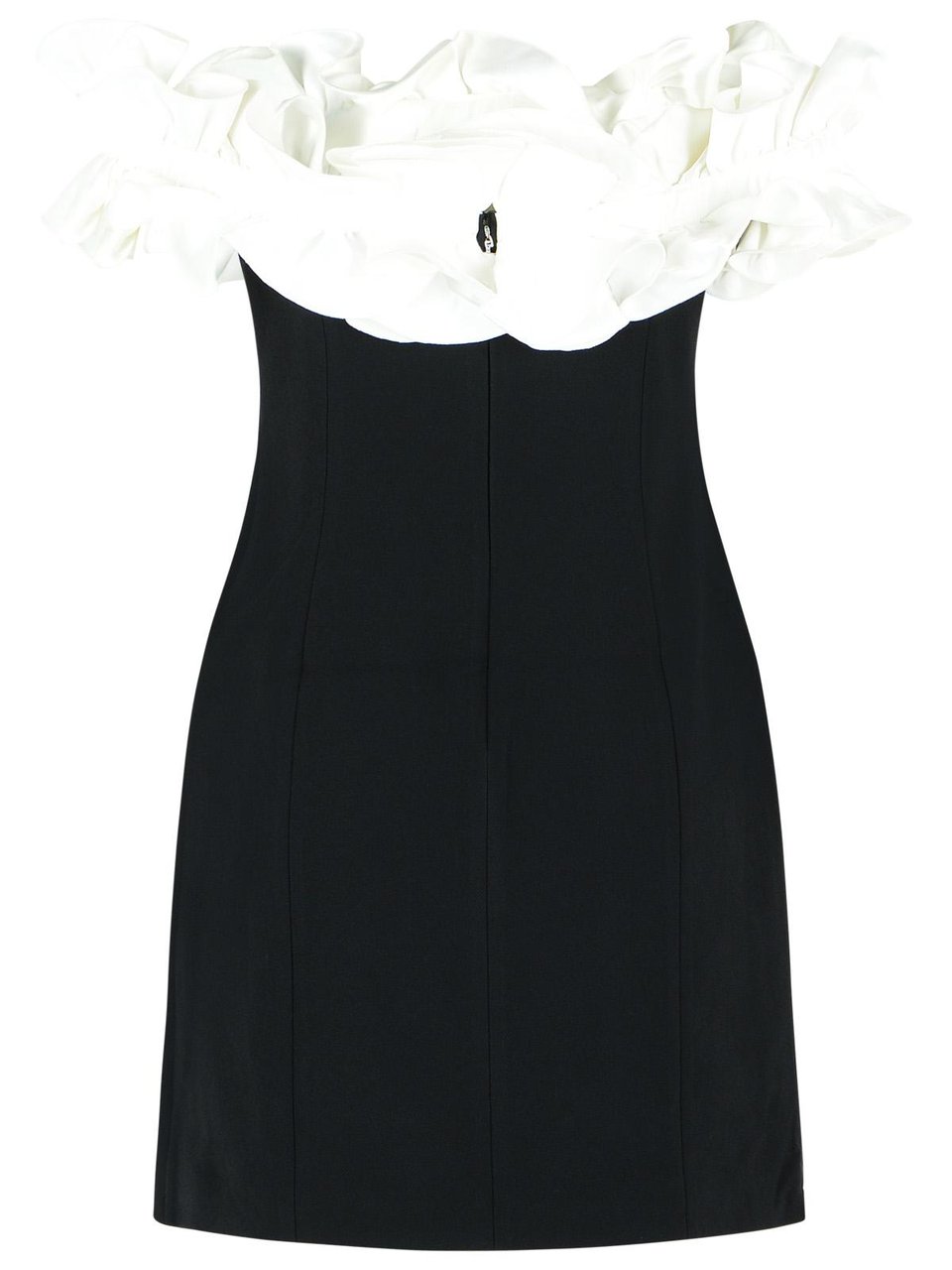 Rotate Mini Dress With Ruffles In Black And White Polyester Zwart