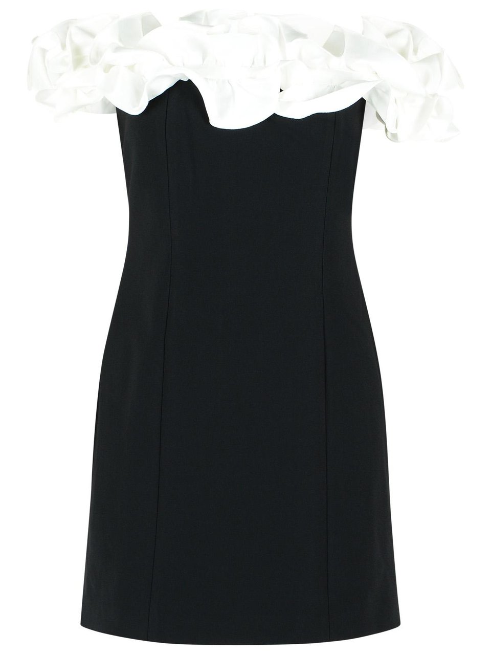 Rotate Mini Dress With Ruffles In Black And White Polyester Zwart