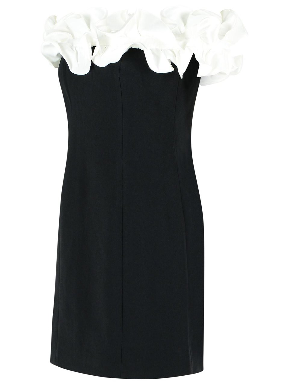 Rotate Mini Dress With Ruffles In Black And White Polyester Zwart