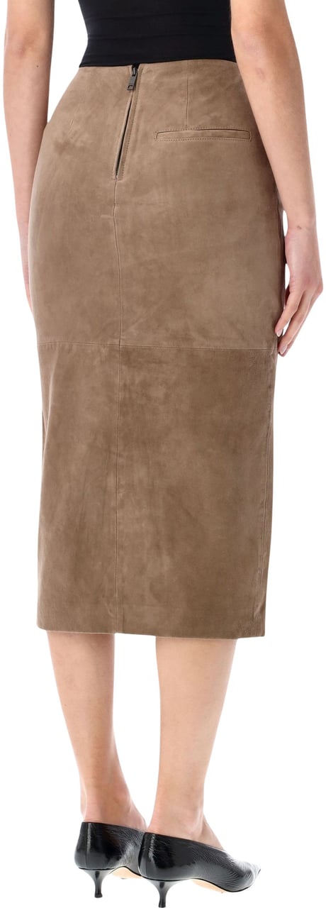 Rotate Suede Midi Skirt Morel Beige Beige