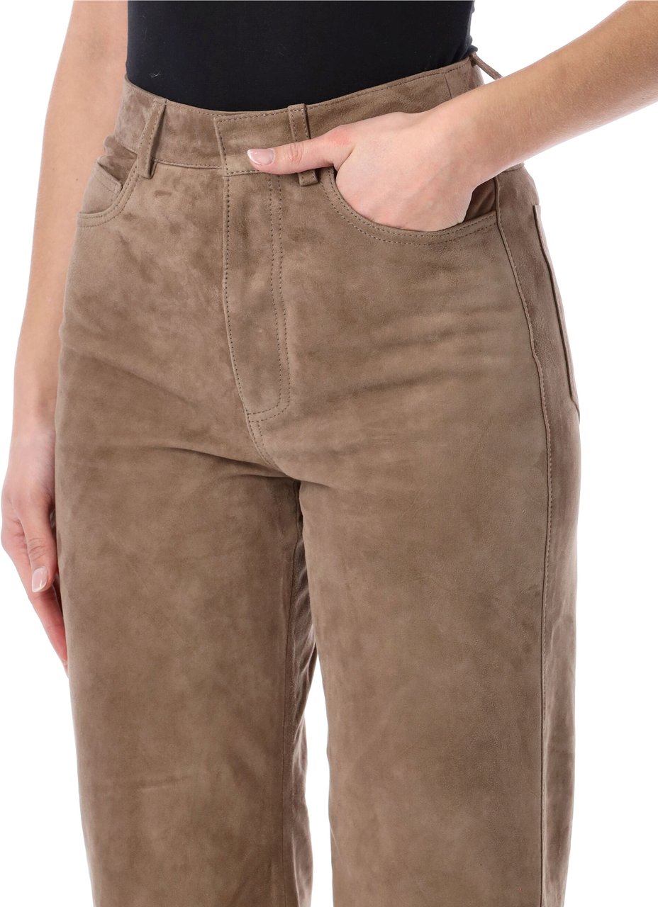 Rotate Suede Pant Morel Beige Taupe