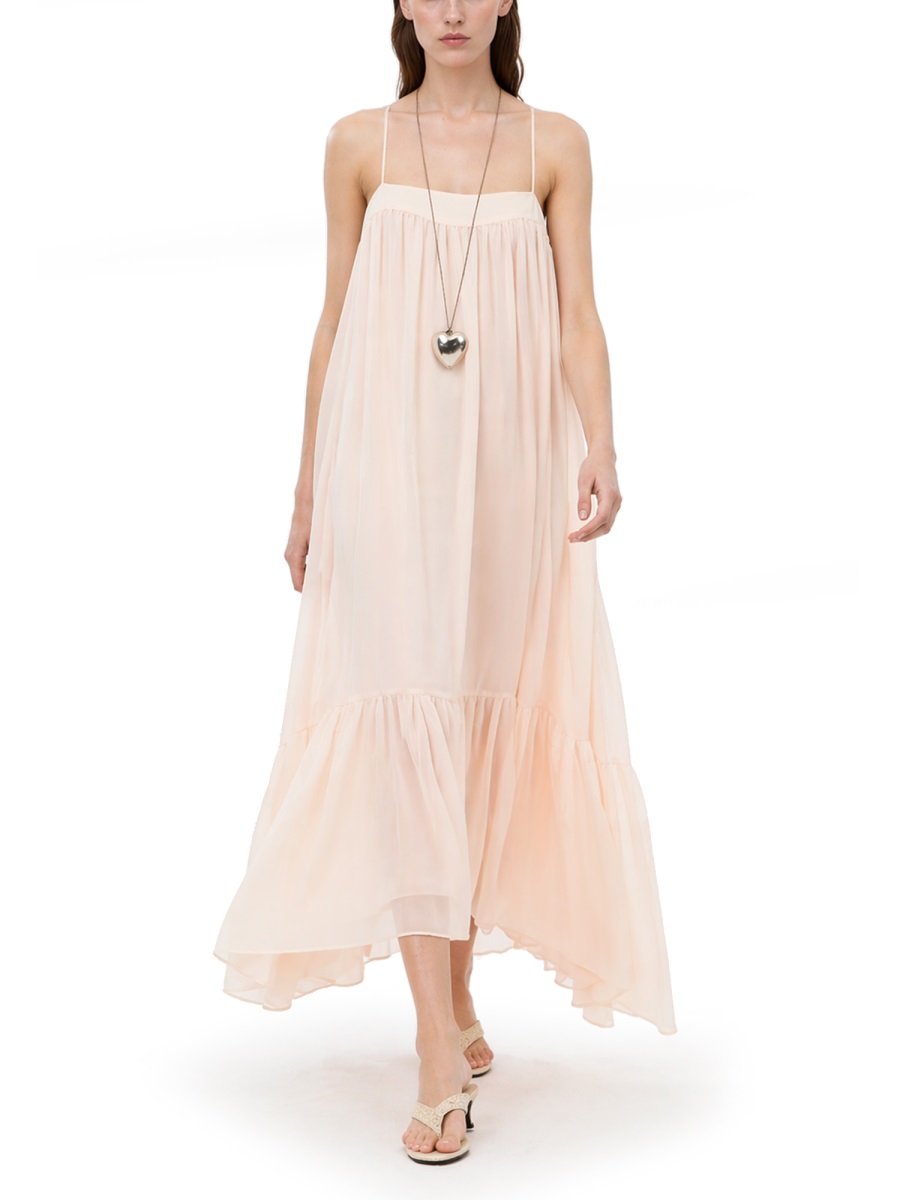 Rotate Flowing Spaghetti Straps Chiffon Dress Neutraal