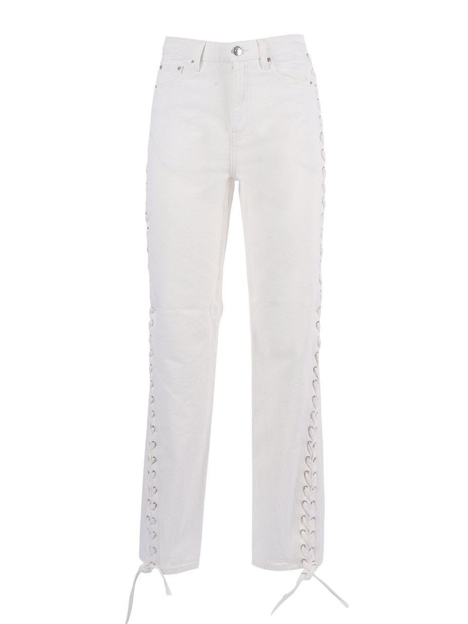 Rotate White Raw Laced Loose Jeans Wit