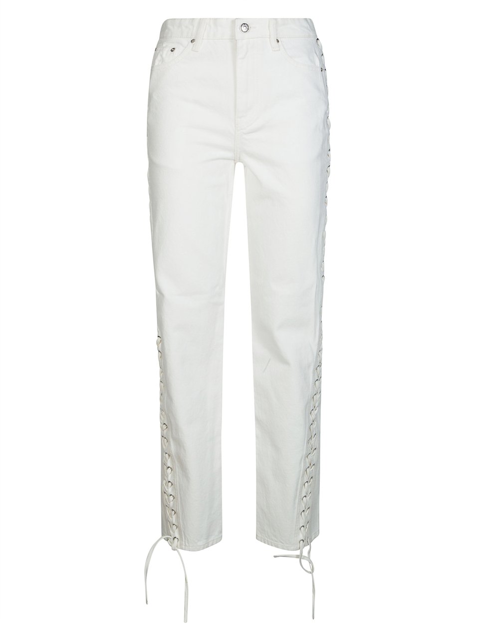 Rotate Straight-Leg Lace-Up Organic Cotton Jeans Wit