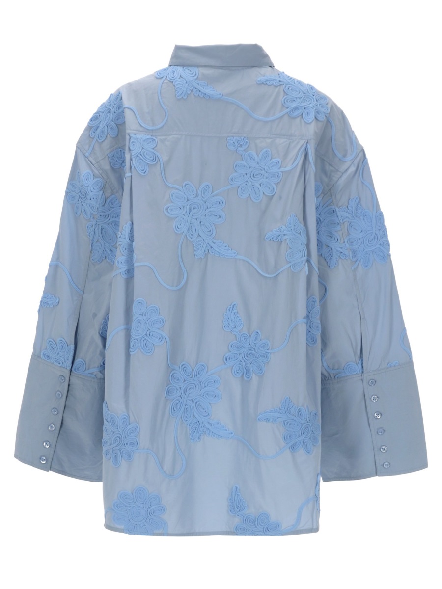 Rotate Oversized Floral Embroidered Light Shirt Blauw