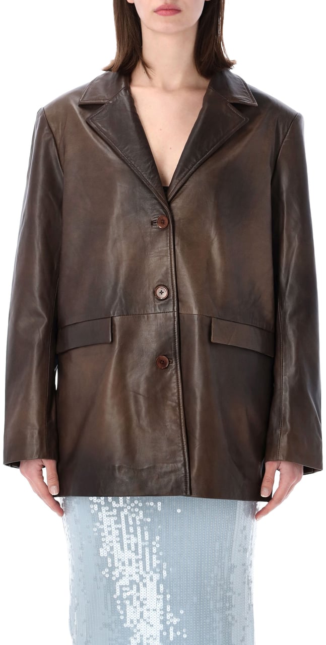 Rotate Leather Blazer Potting Soil Brown Bruin