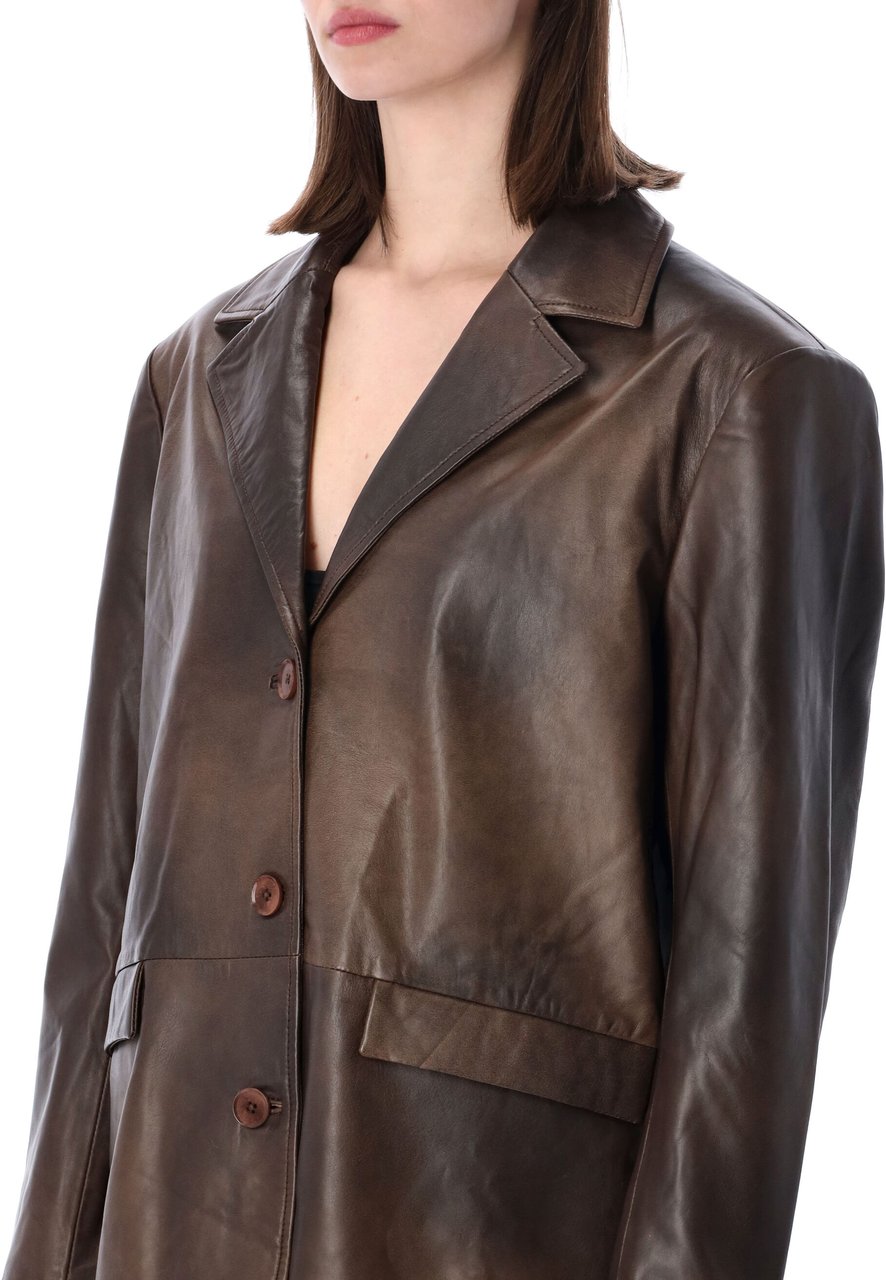 Rotate Leather Blazer Potting Soil Brown Bruin