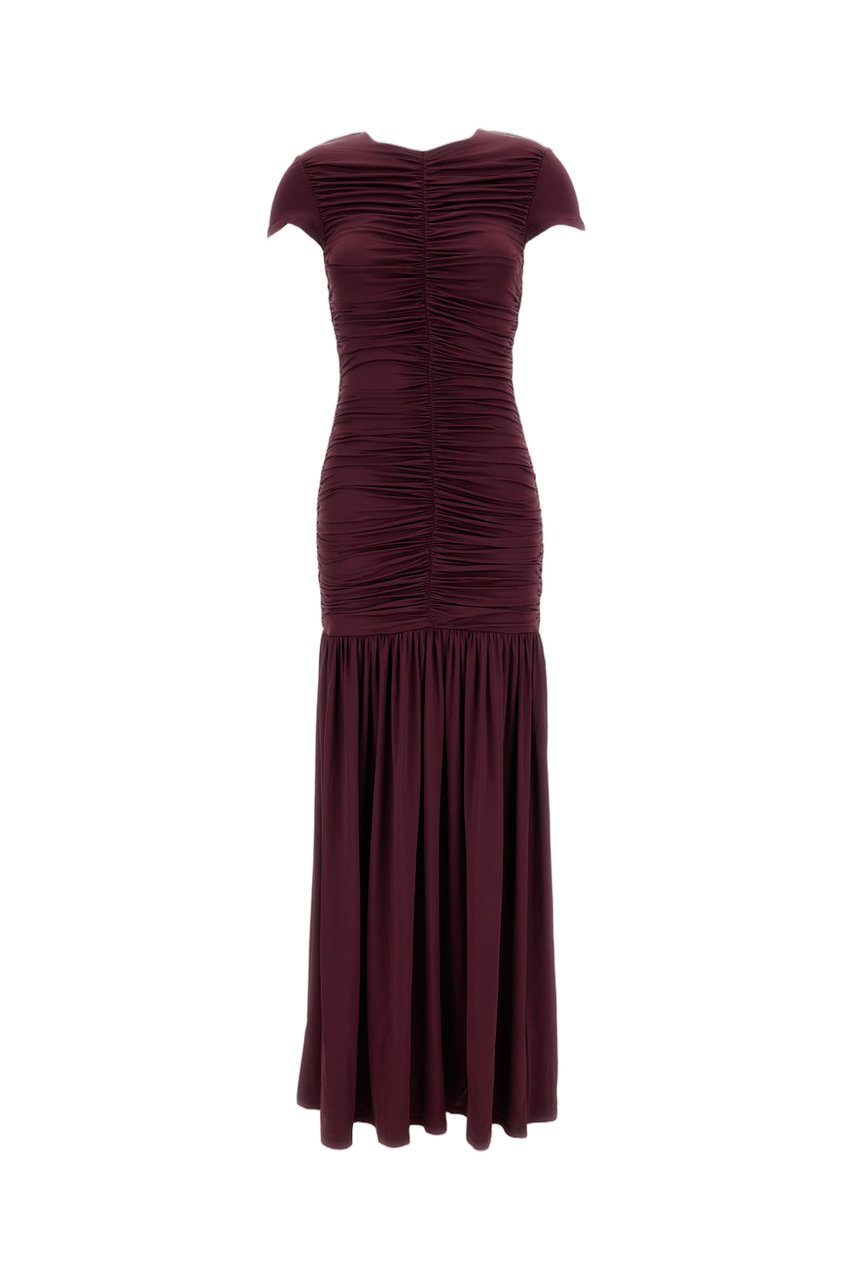 Rotate Gathered Maxi Dress Maroon
