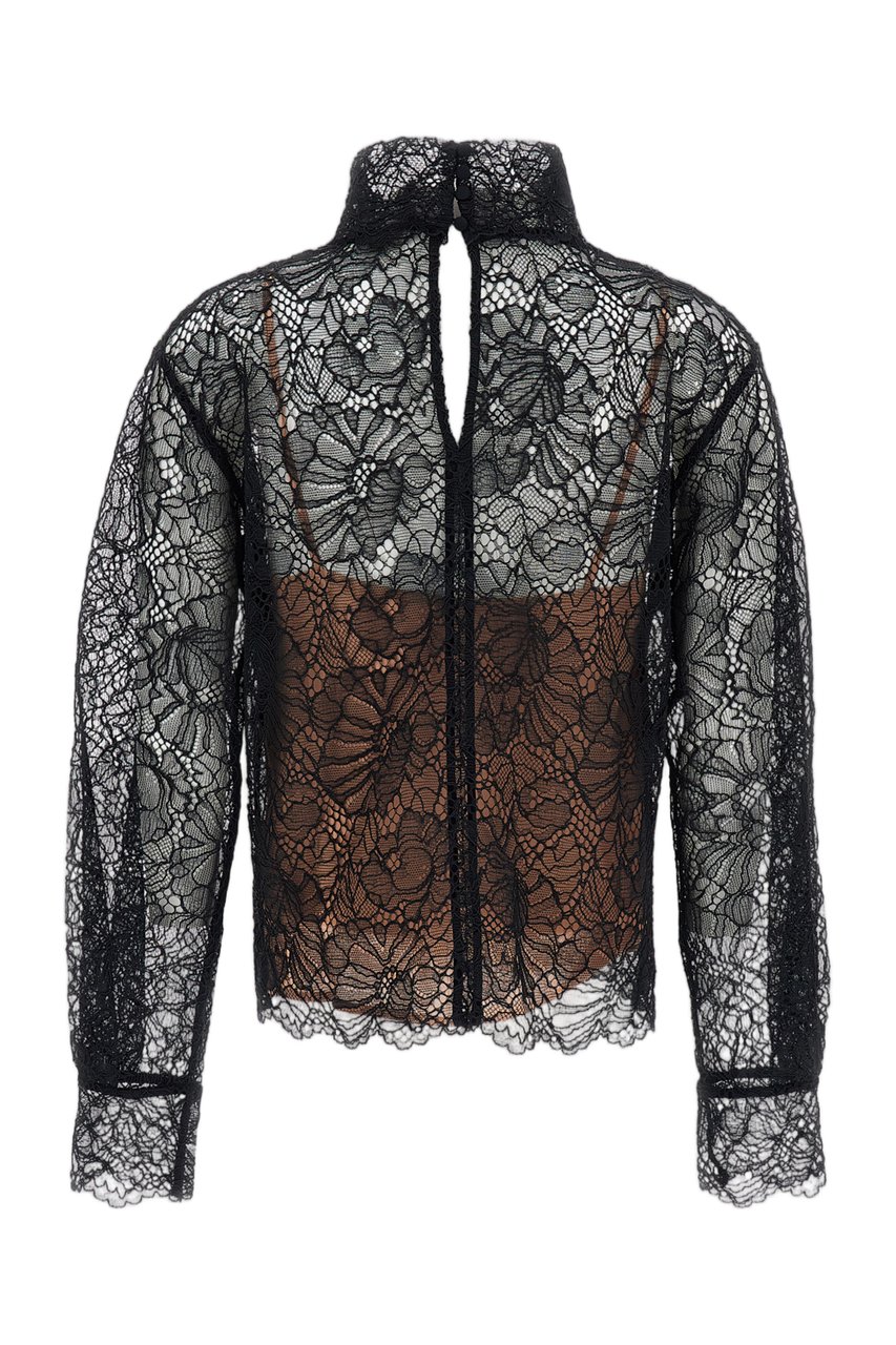 Rotate Lace Long Sleeve Blouse Zwart