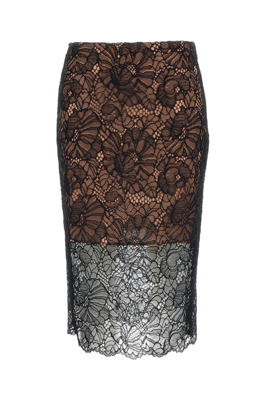 Rotate Lace Midi Pencil Skirt Zwart