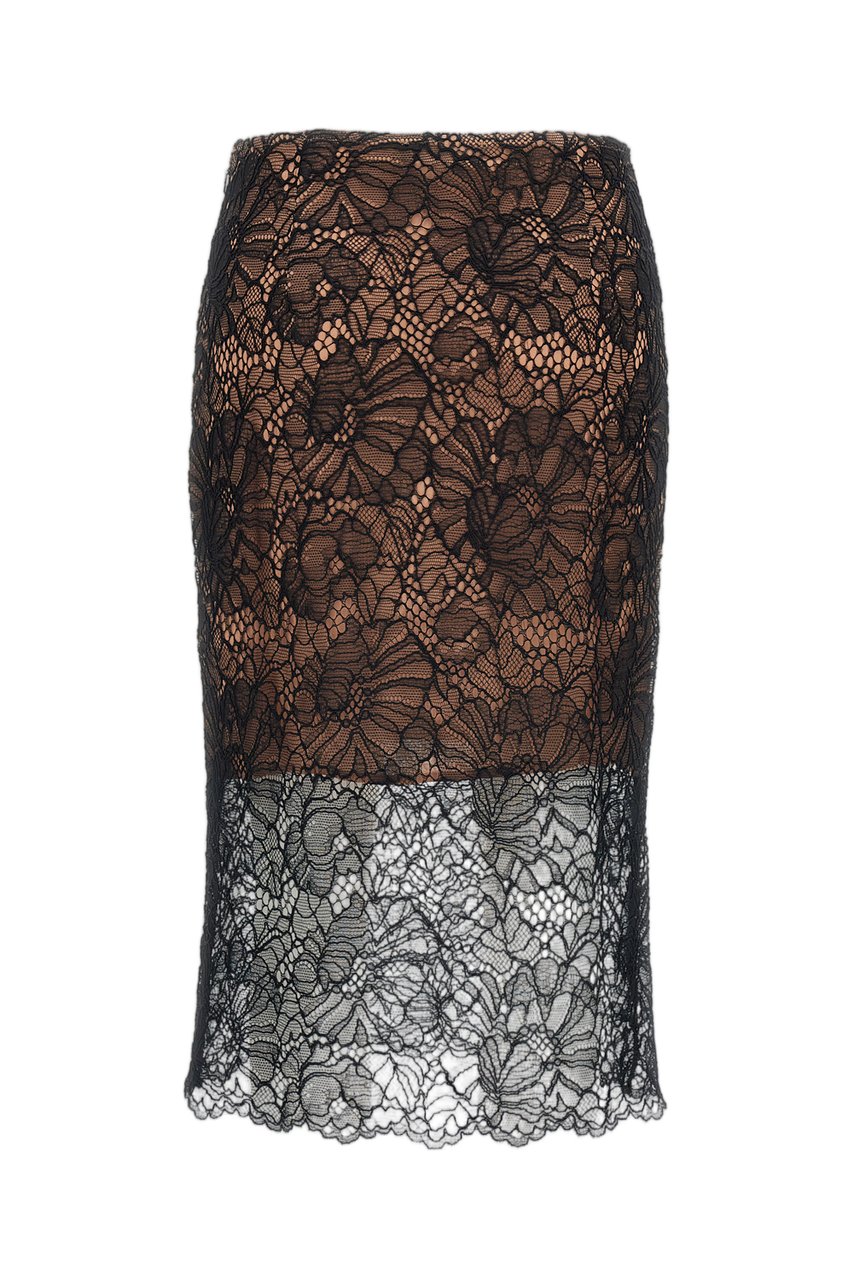 Rotate Lace Midi Pencil Skirt Zwart