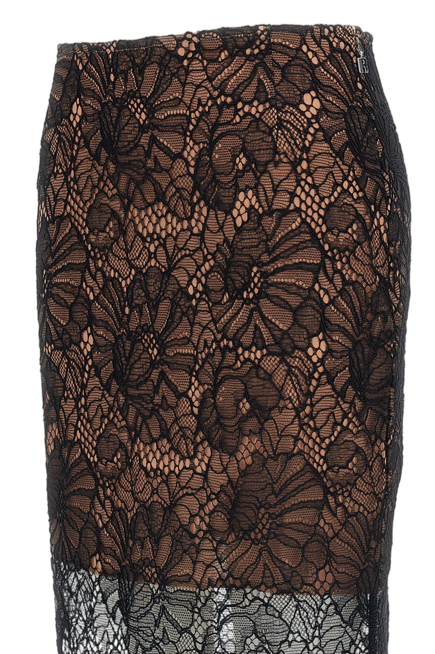 Rotate Lace Midi Pencil Skirt Zwart