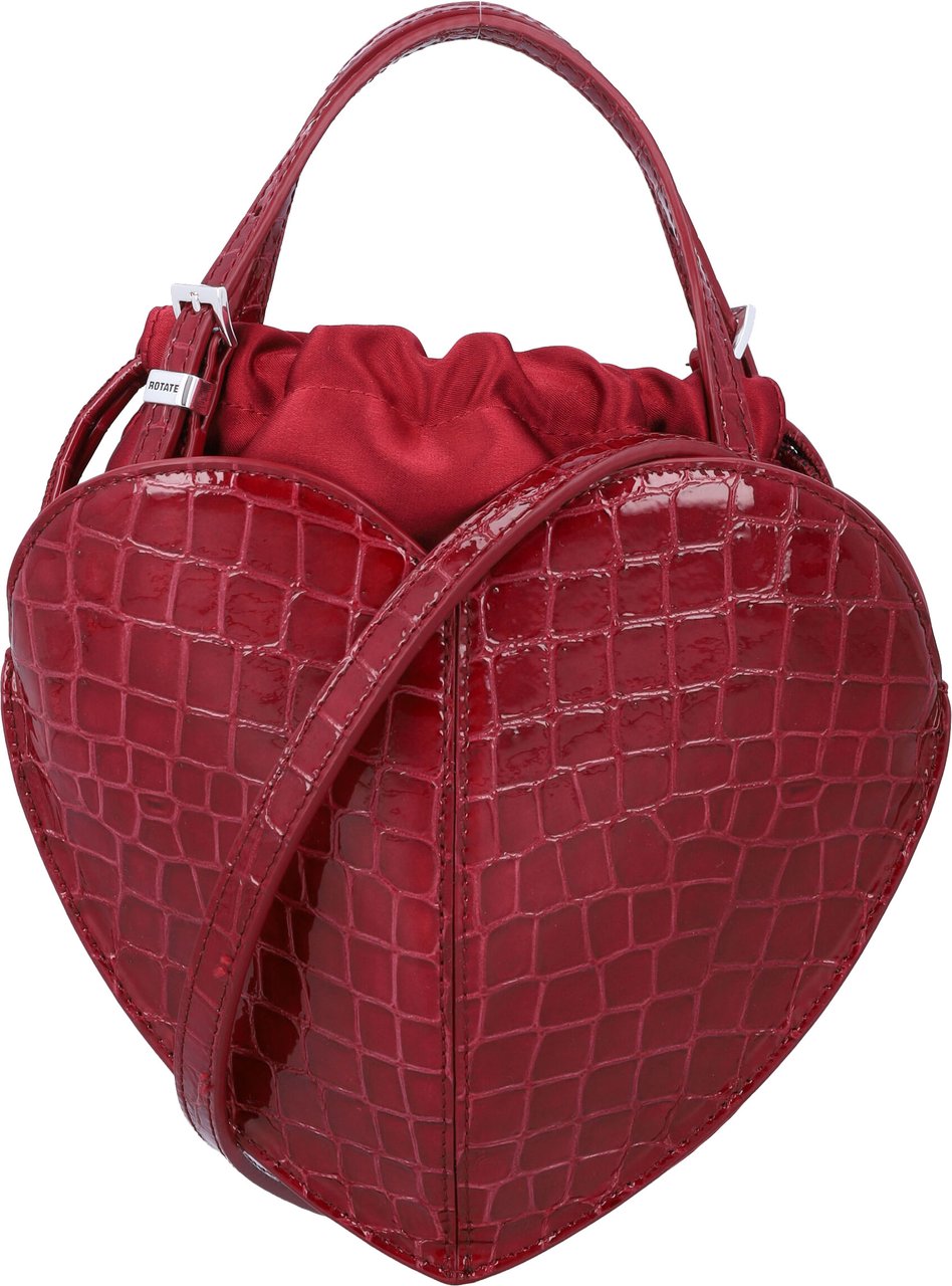 Rotate Patent Croco Heart Bag Windsor Wine Maroon