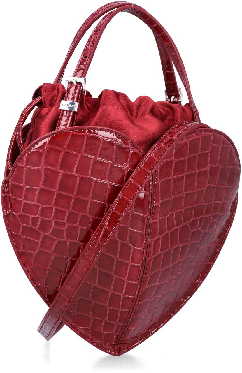 Rotate Patent Croco Heart Bag Windsor Wine Maroon