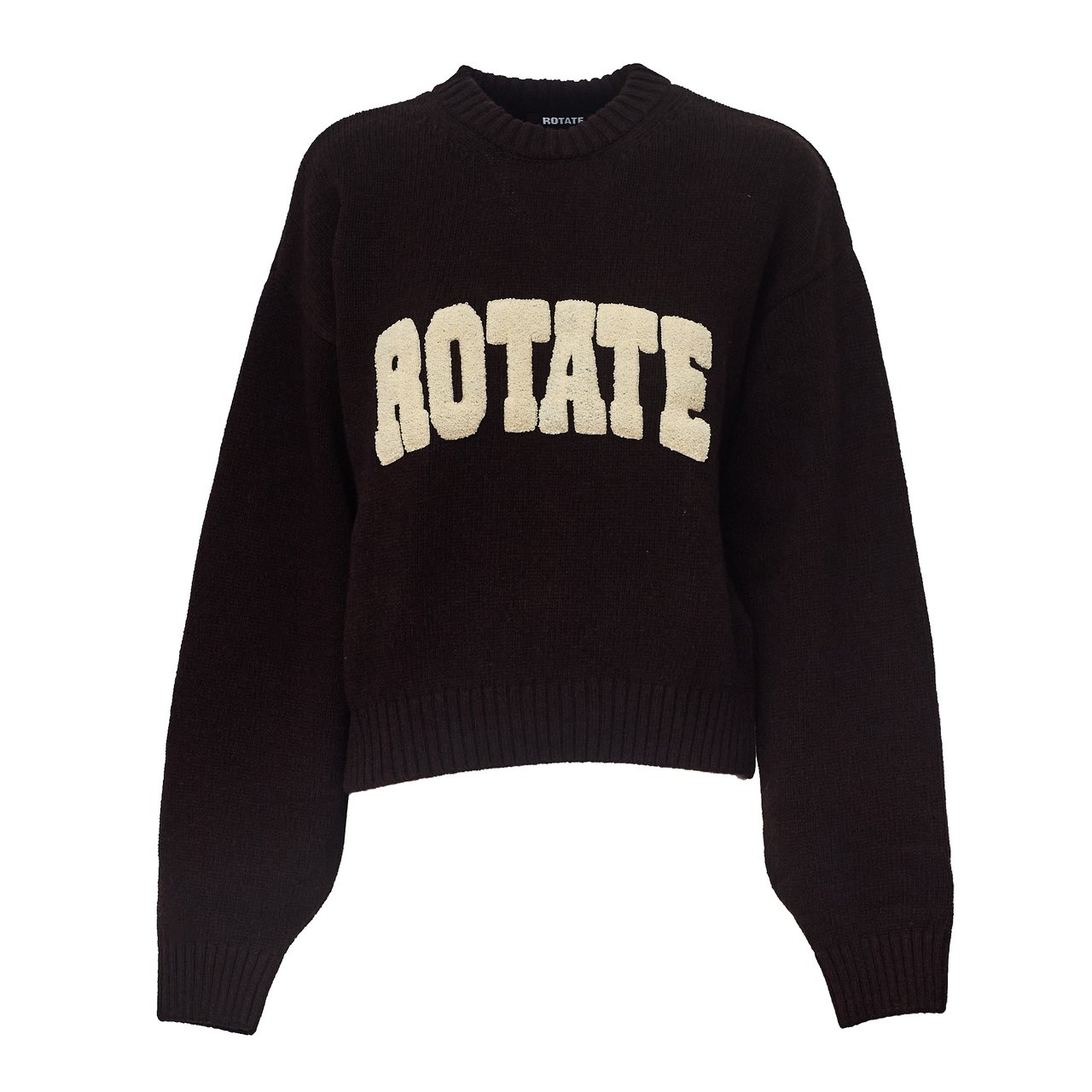 Rotate Contemporary Crewneck Sweater With Bold Logo Detail Zwart
