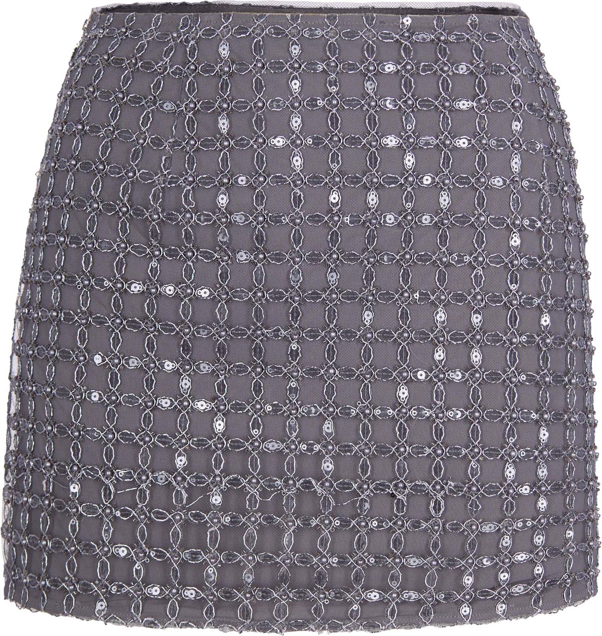 Rotate Castor Gray Beaded Mini Skirt Grijs
