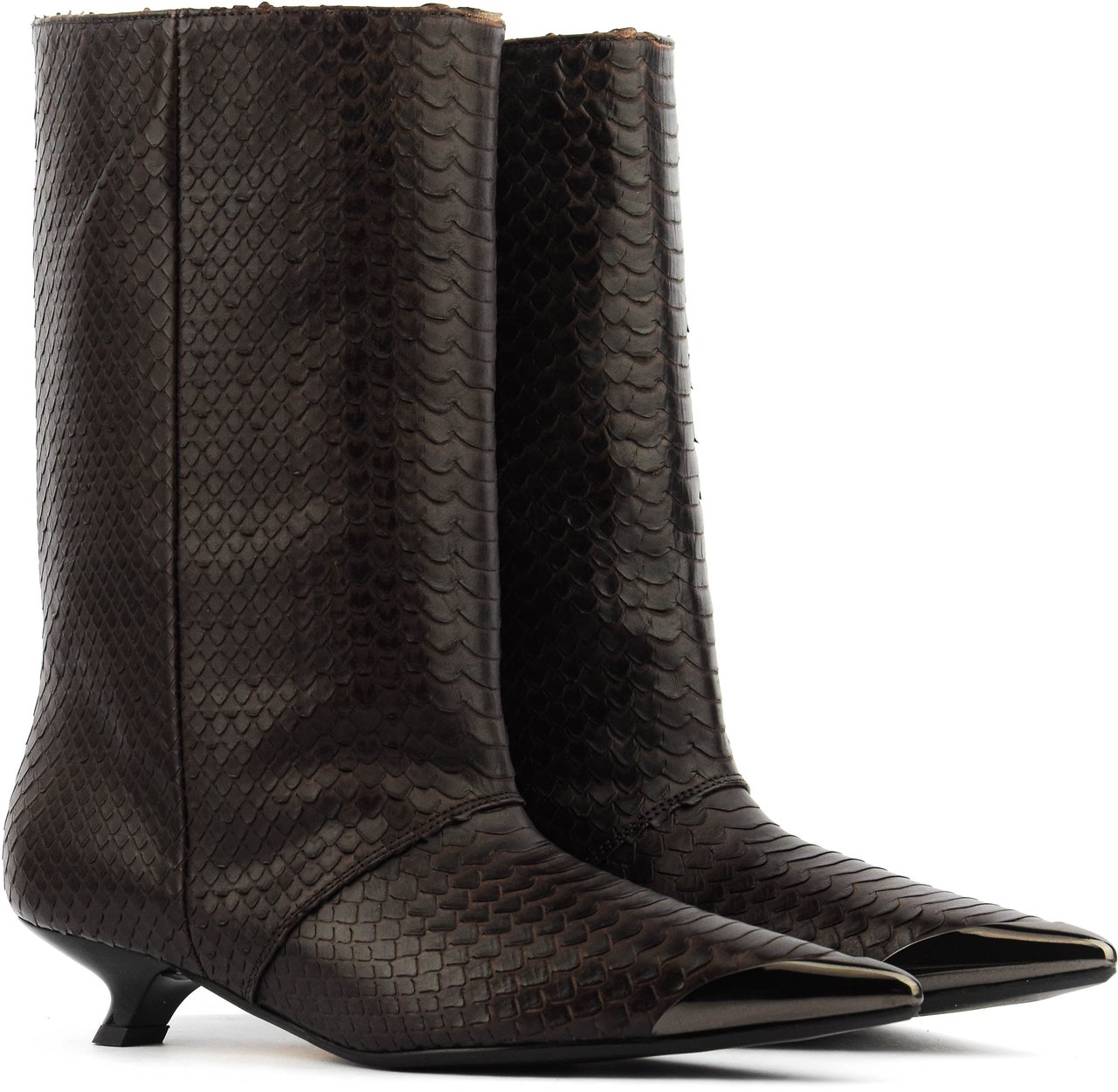 Rotue Sugar Sweet Bootie Queeny Heel Python Brown Bruin