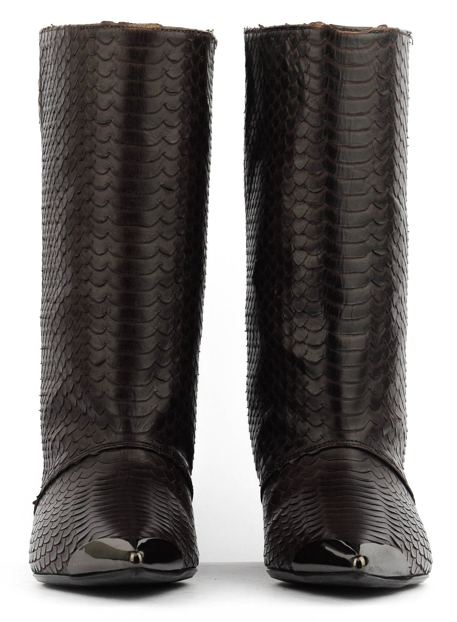 Rotue Sugar Sweet Bootie Queeny Heel Python Brown Bruin