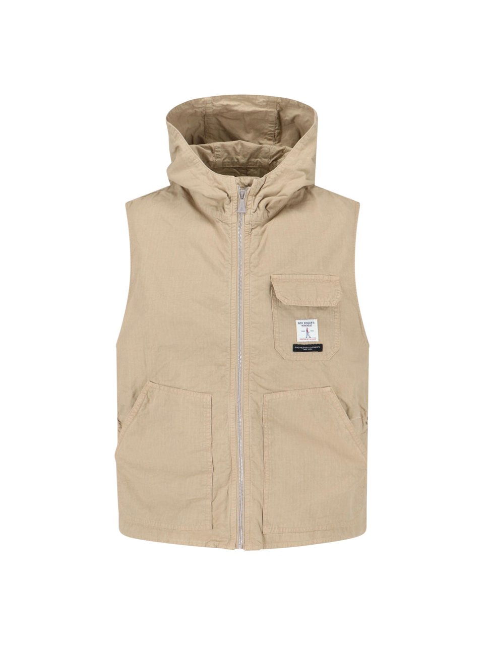 Roy Roger's Beige Hooded Cotton Vest Jacket Neutraal