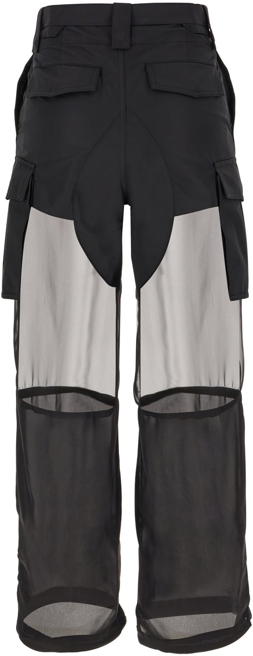 Sacai Sacai Black polyester cargo pants Zwart