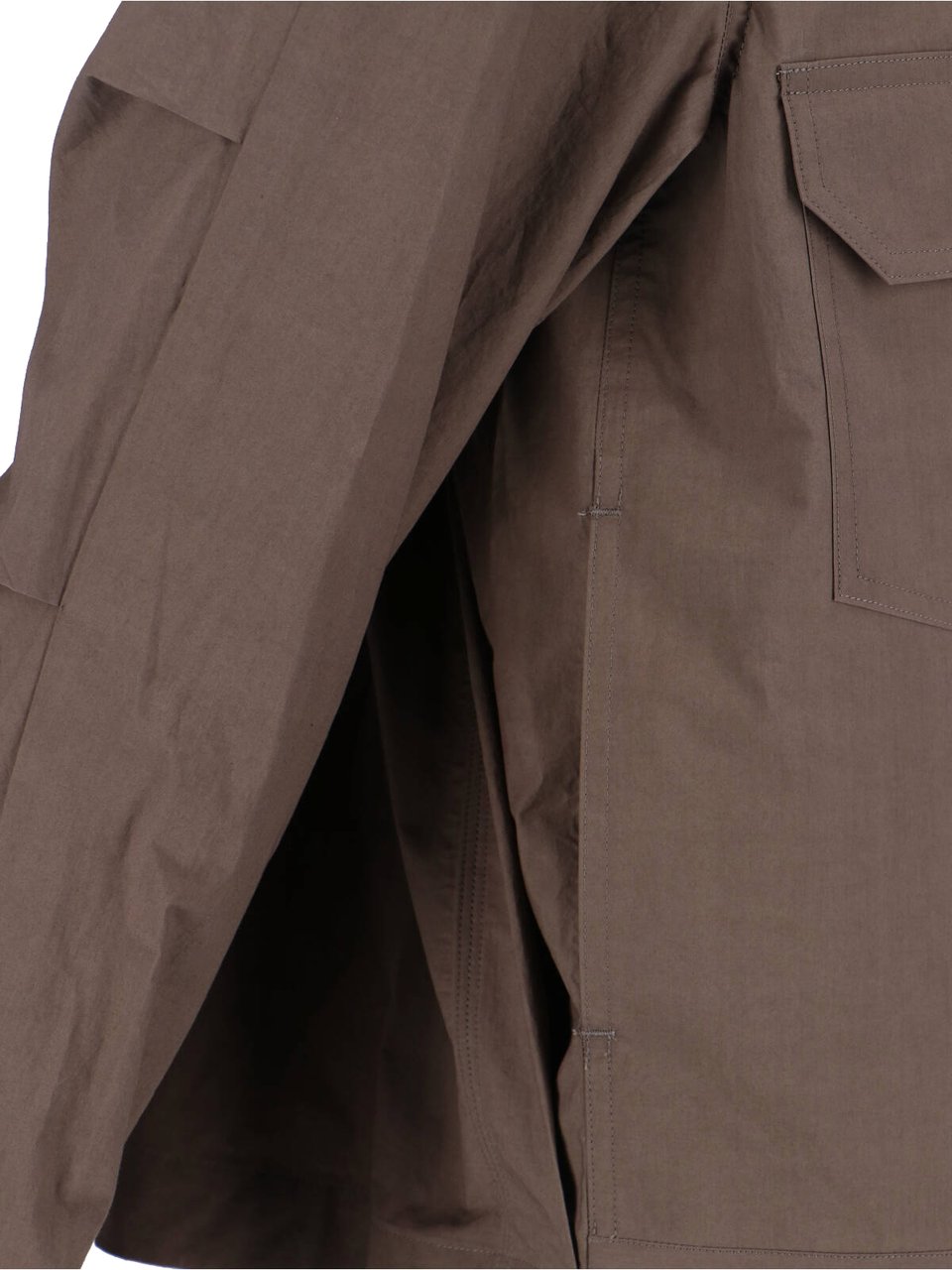 Sacai Layered Beige Jacket With Dynamic Textures And Zip Closure Bruin