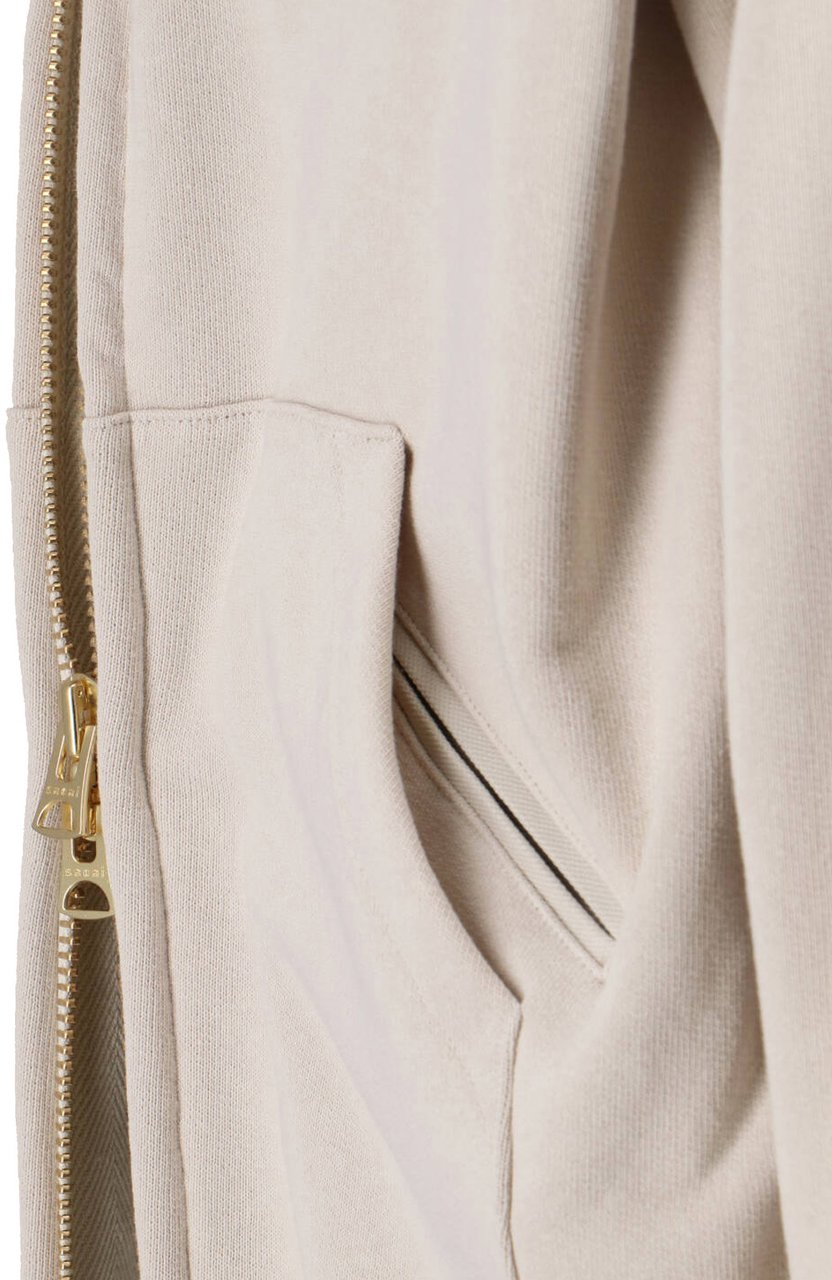 Sacai Cotton Zip Jacket With Contrasting Logo Patch Neutraal