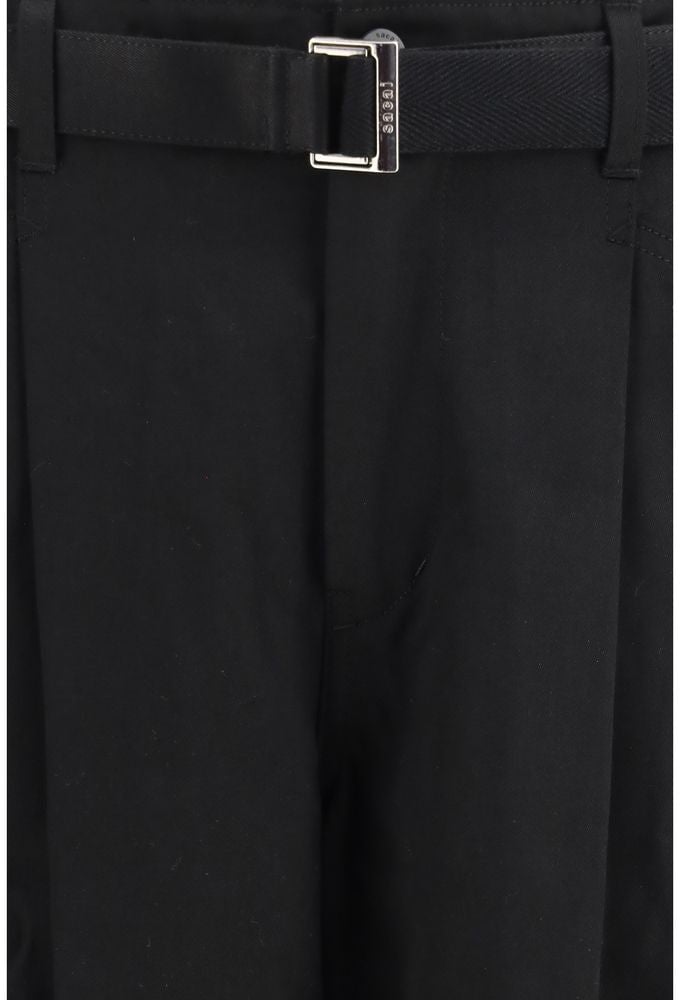 Sacai Black Cotton Chino Pants Zwart