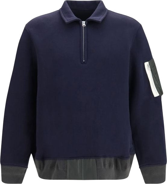 Sacai Blue Cotton Polo Shirt Blauw