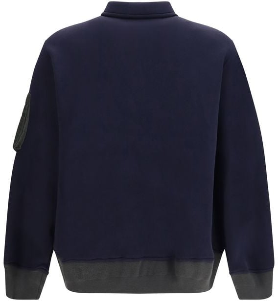 Sacai Blue Cotton Polo Shirt Blauw