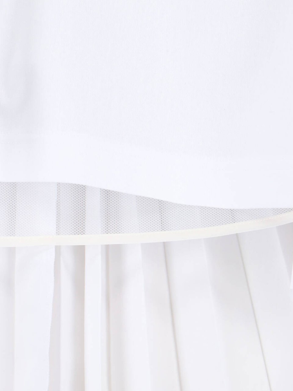 Sacai White Panel Design Pleated Cotton T-Shirt Wit