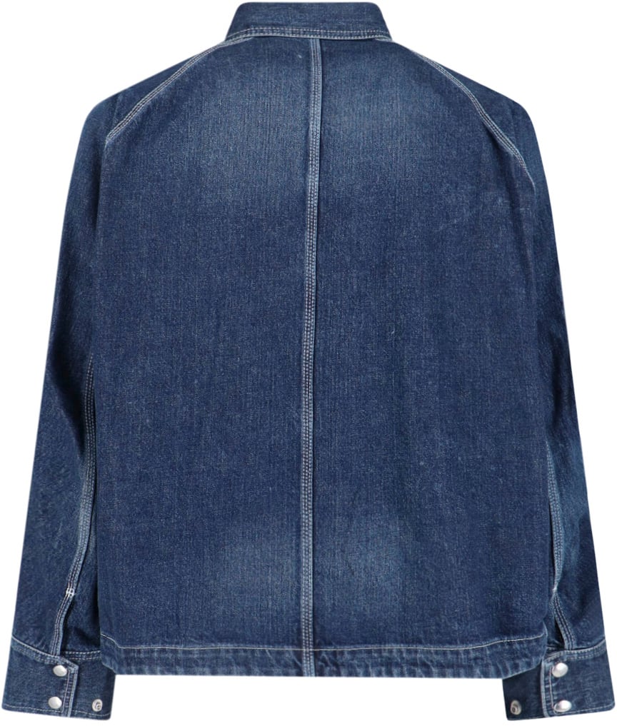 Sacai Layered Design Casual Jacket With Structured Silhouette Blauw