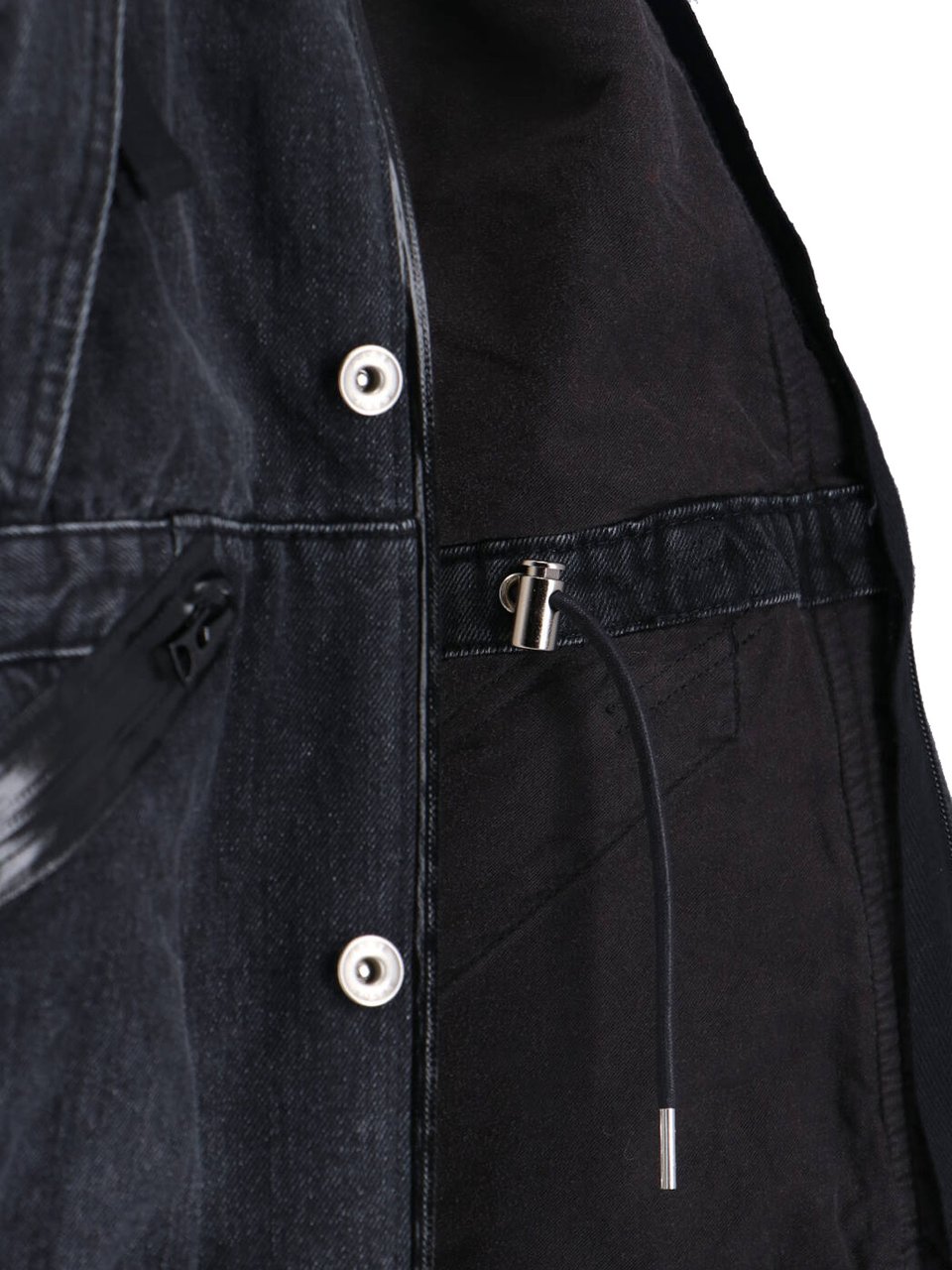 Sacai Structured Black Jacket With High Collar And Zipper Closure Zwart