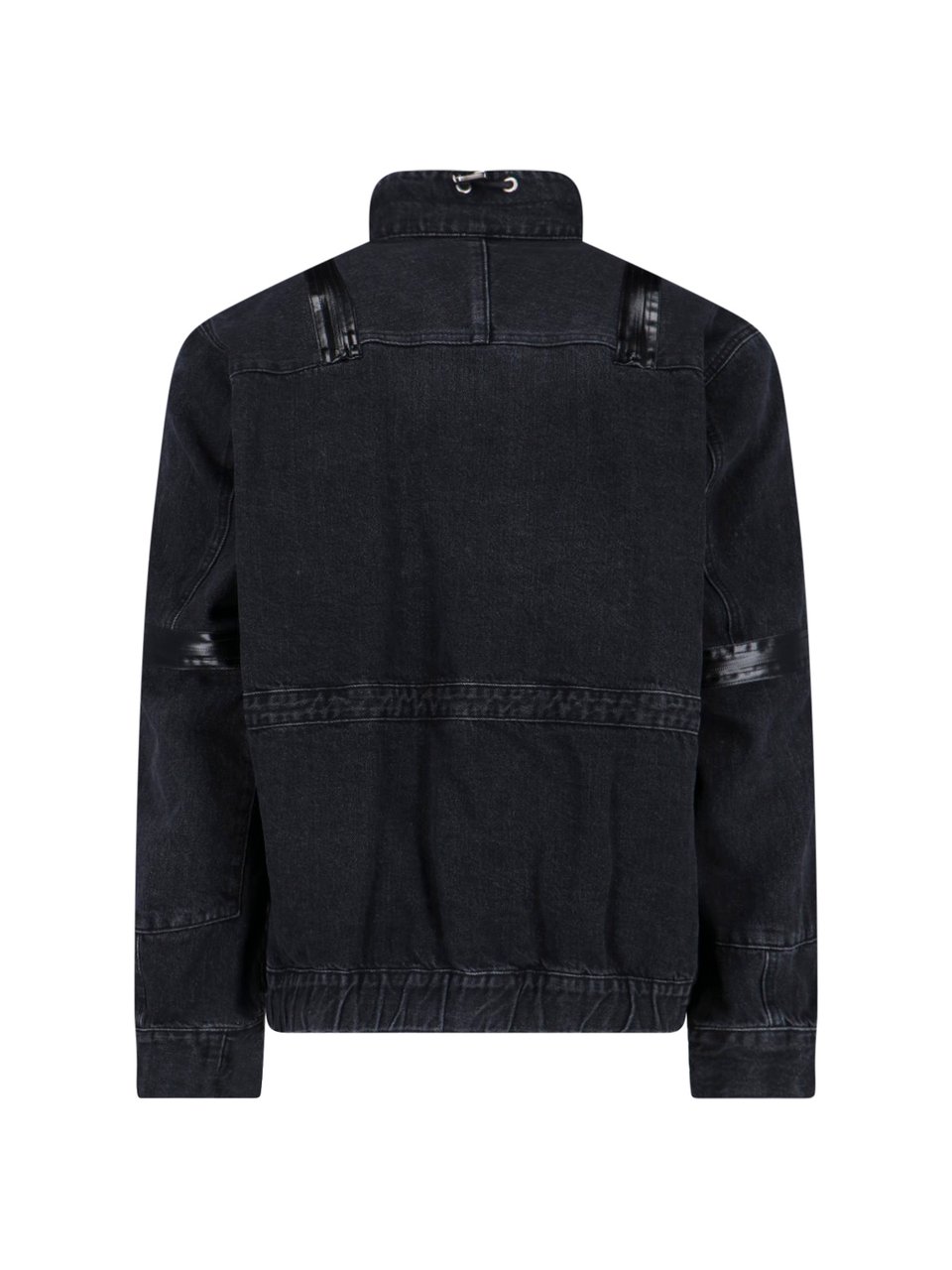 Sacai Structured Black Jacket With High Collar And Zipper Closure Zwart
