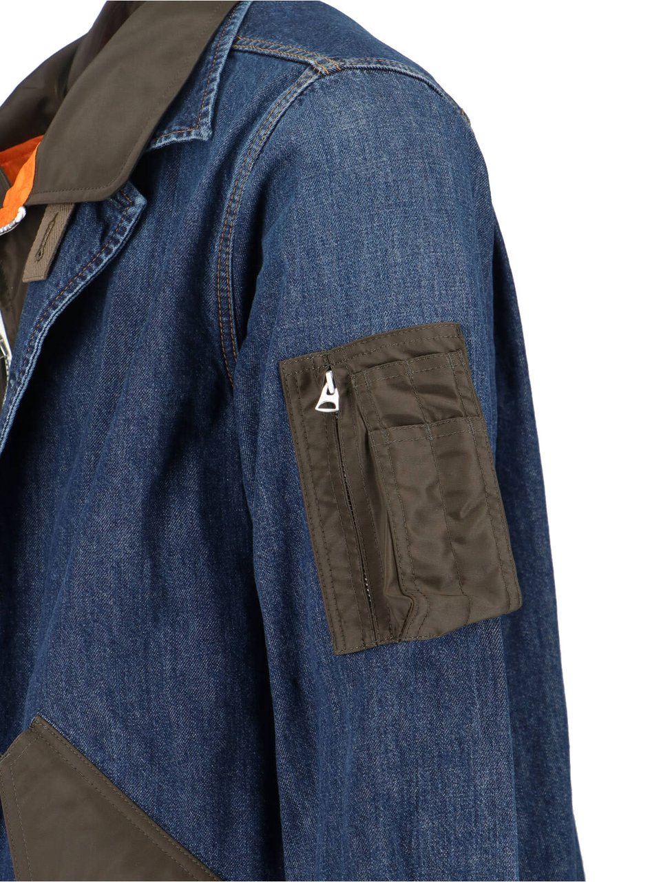 Sacai Structured Zip-Up Jacket With Contrasting Panels Blauw