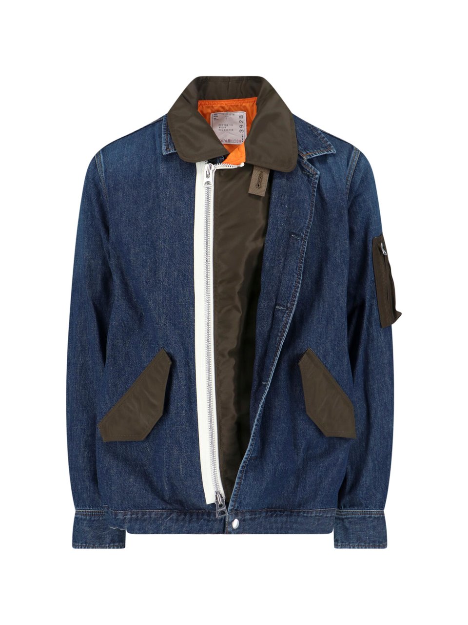 Sacai Structured Zip-Up Jacket With Contrasting Panels Blauw