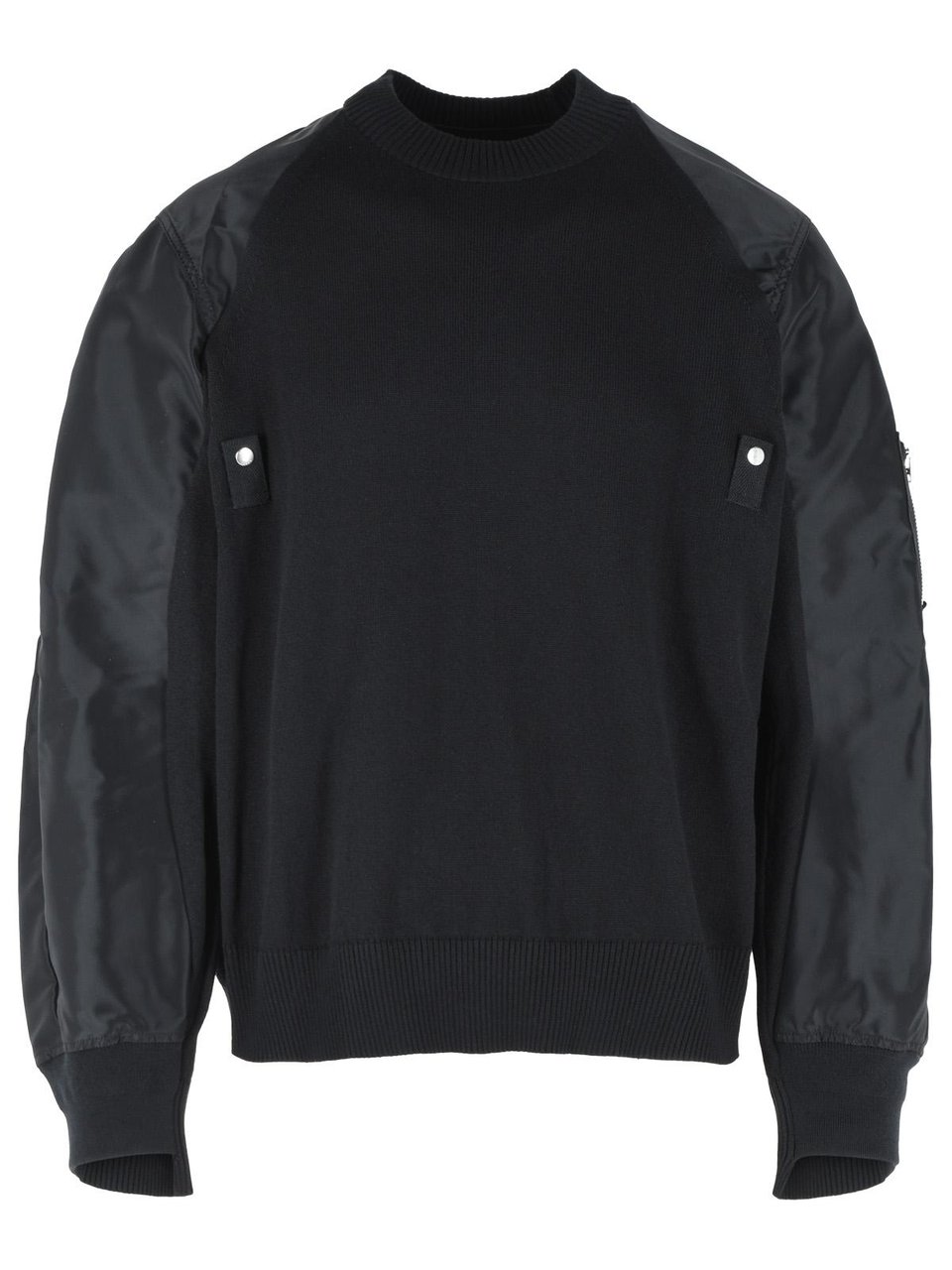 Sacai Black Cotton Blend Sweater Zwart