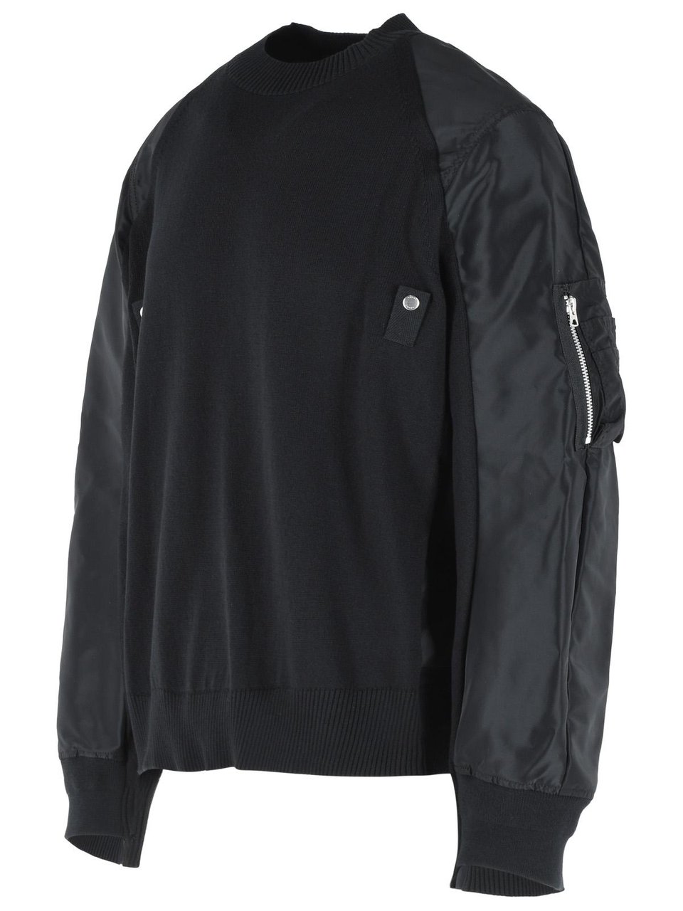 Sacai Black Cotton Blend Sweater Zwart
