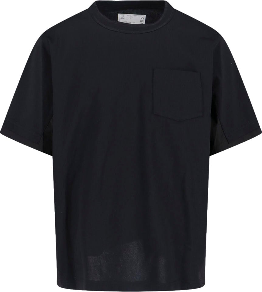 Sacai Minimalist Black T-Shirt With Crew Neckline And Short Sleeves Zwart