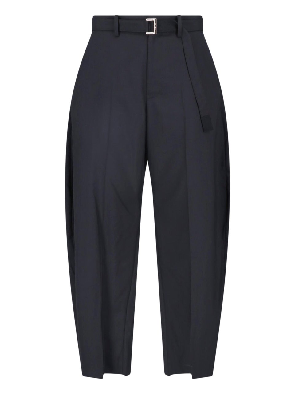 Sacai Mid-Rise Wide-Leg Trousers with Removable Belt and Structured Pockets Zwart