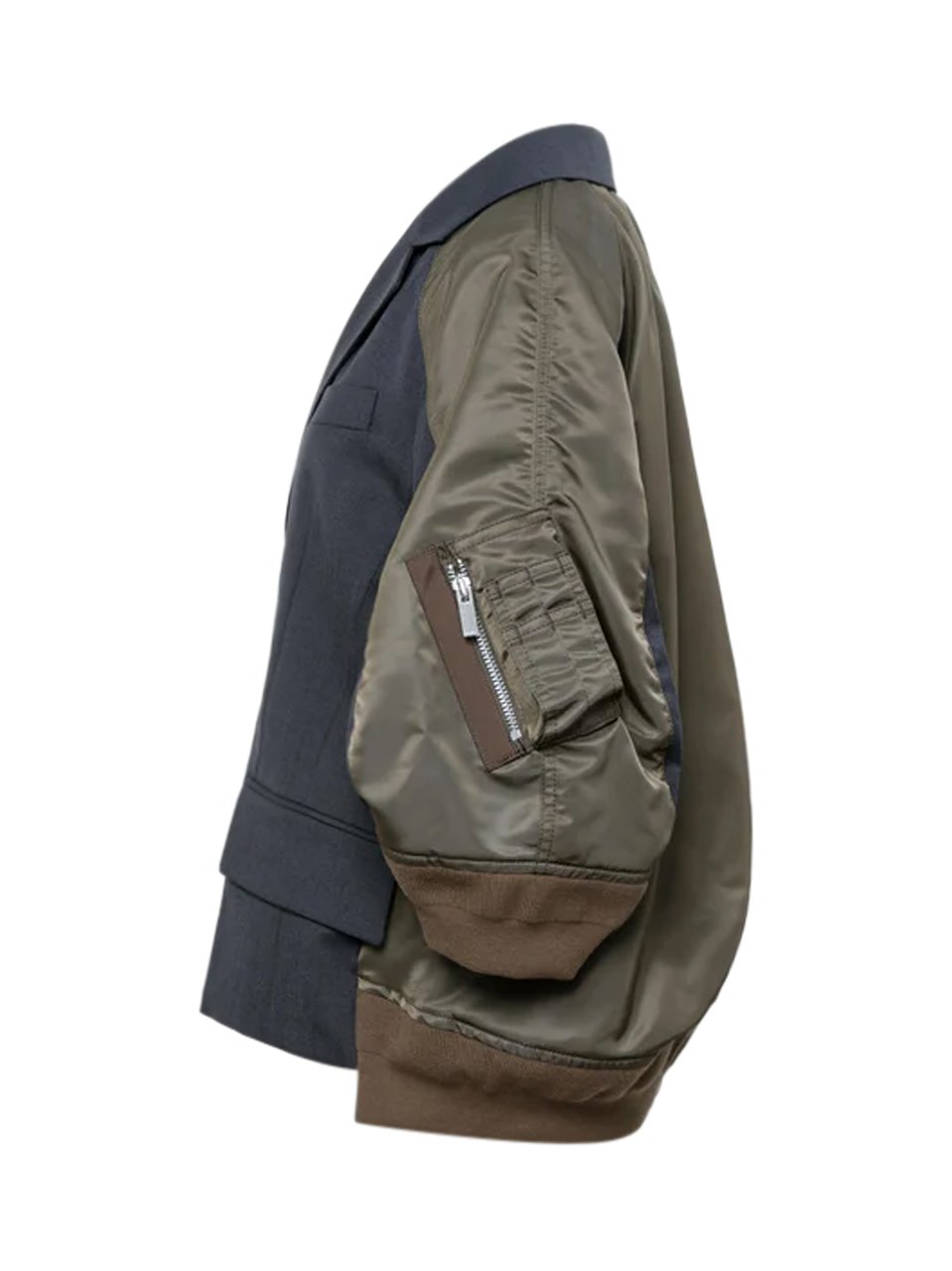 Sacai Double-Breasted Suited Nylon Twill Jacket Grijs