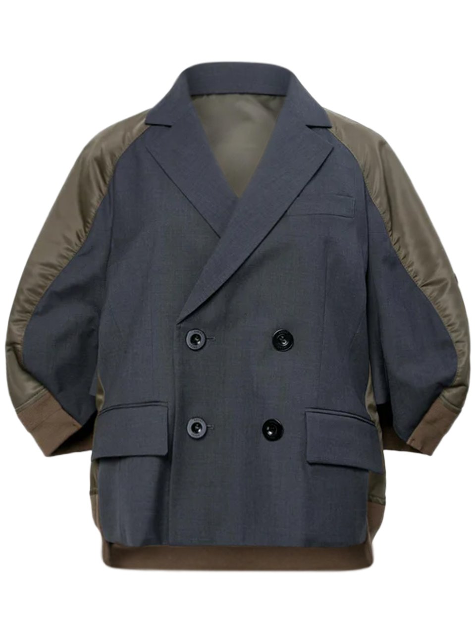 Sacai Double-Breasted Suited Nylon Twill Jacket Grijs