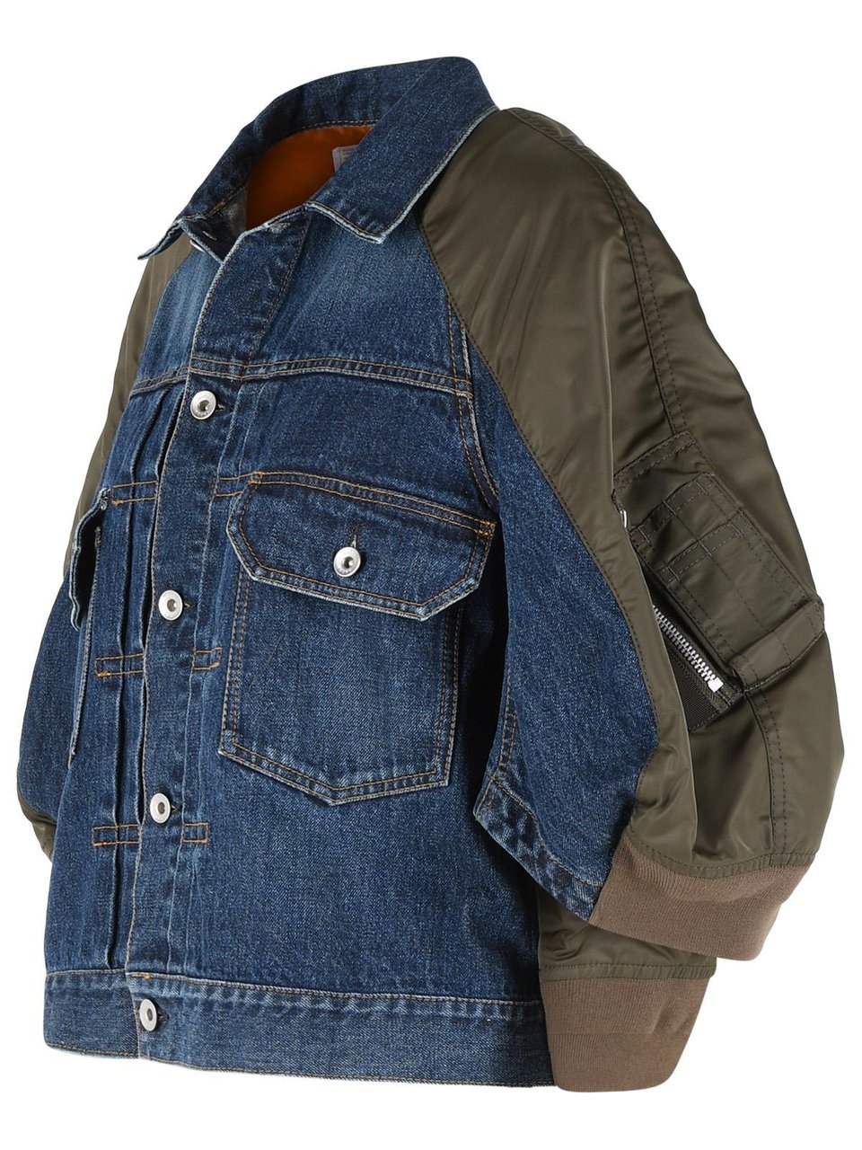 Sacai Blue Cotton Denim Jacket Groen