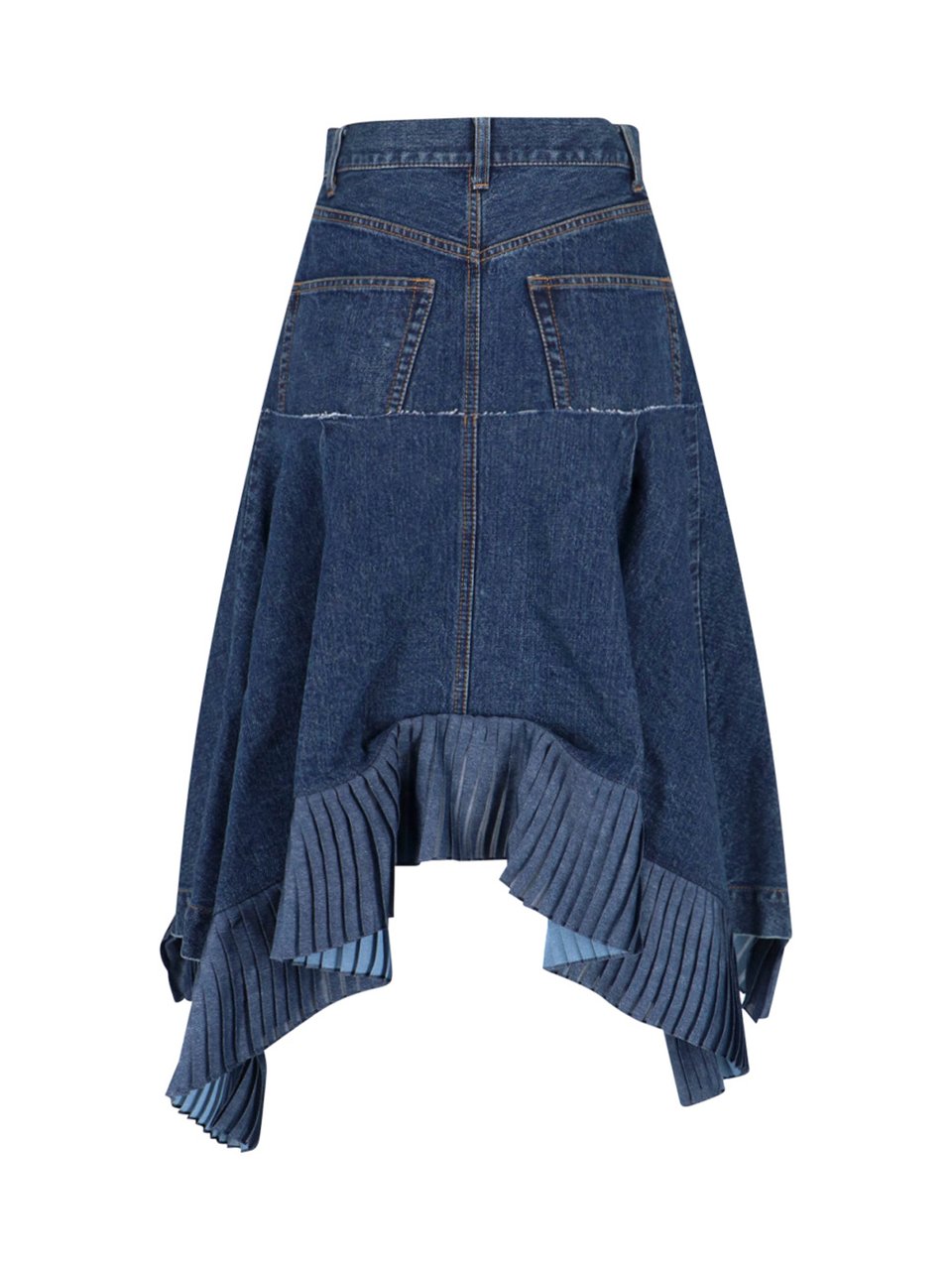 Sacai Layered Asymmetrical Skirt With Structured Design Blauw