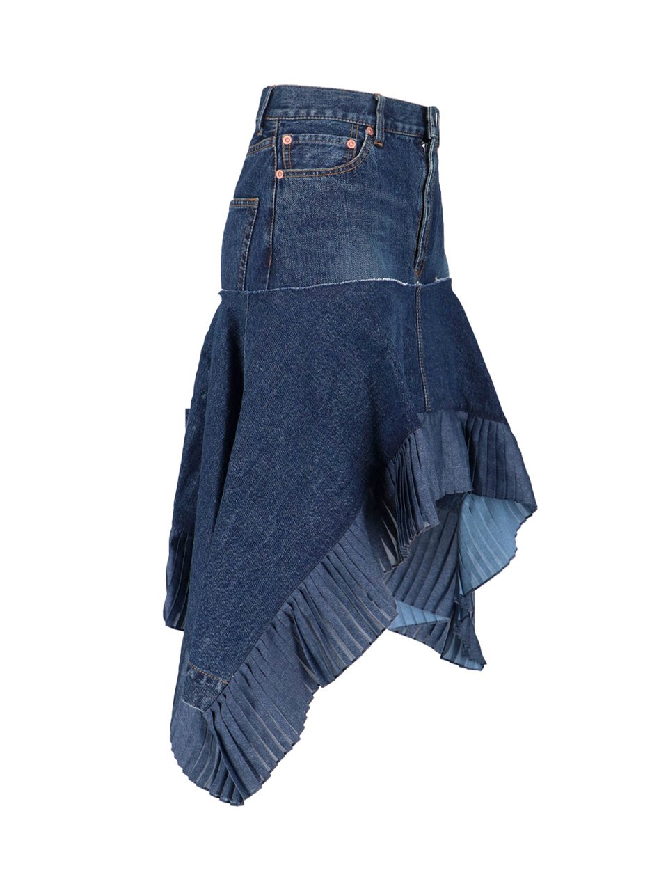 Sacai Layered Asymmetrical Skirt With Structured Design Blauw
