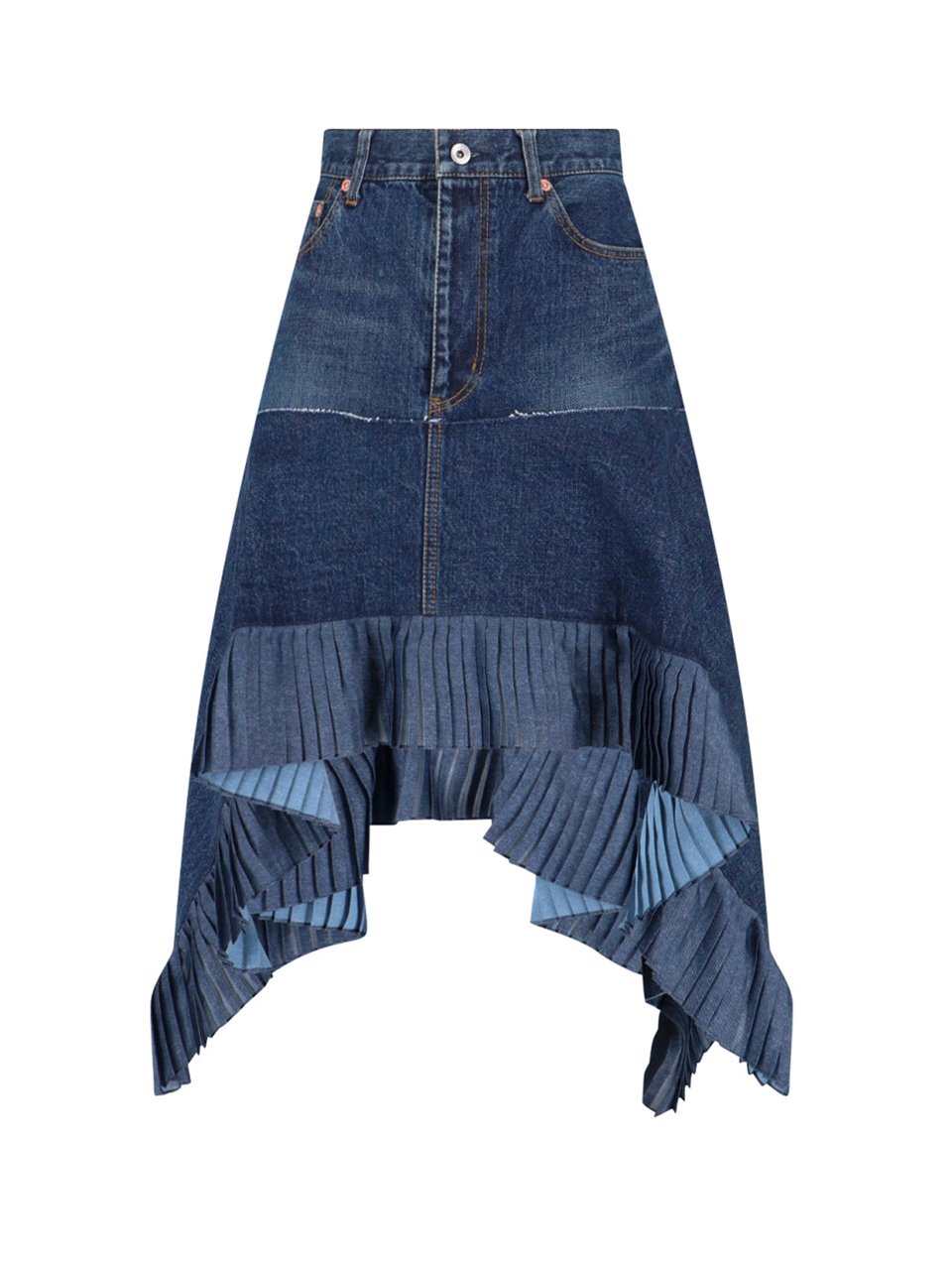 Sacai Layered Asymmetrical Skirt With Structured Design Blauw